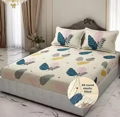 Trimly Glace Cotton Fitted Bedsheet | King Size| Soft & Wrinkle-Resistant 