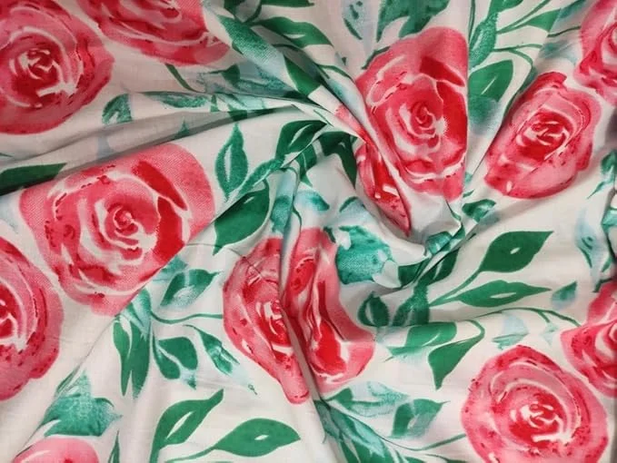 Soft Cotton Printed Fabric Quality Twill Cloth 44 Inch Width for Sofa Upholstery Curtains Cushions Bedcover and Kurti Fabric 1 Meter White image 1