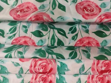  Cotton Printed Fabric 60-60 Quality White Twill Cloth 44 Inch Width for Sofa Upholstery, Curtains, Cushions, Bedcover & Kurti Sewing thumbnail 1