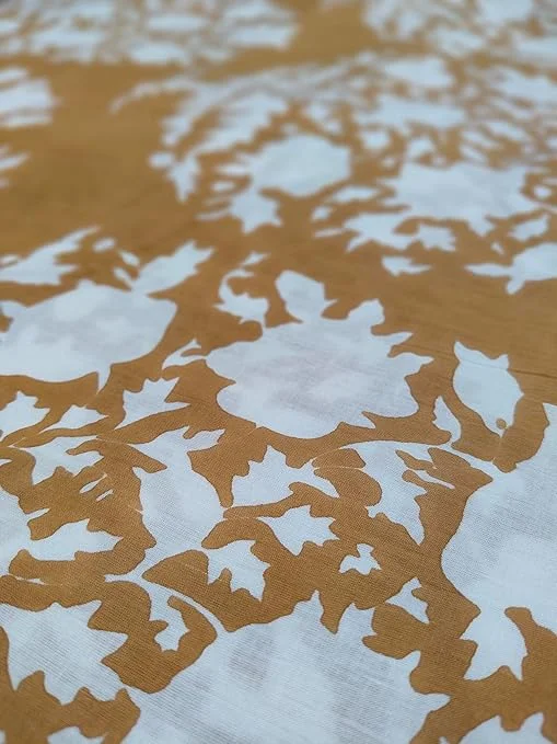 Pure Cotton Fabric for Womens Kurti| Tops Unstitched Dress Material | Beige 2.5 Meter | Soft Breathable Cotton image 4