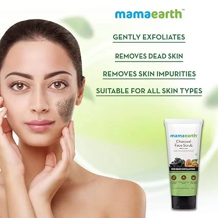 Mamaearth Charcoal Face Scrub |Natural Walnut & Charcoal | Deep Exfoliation | 100g image 2