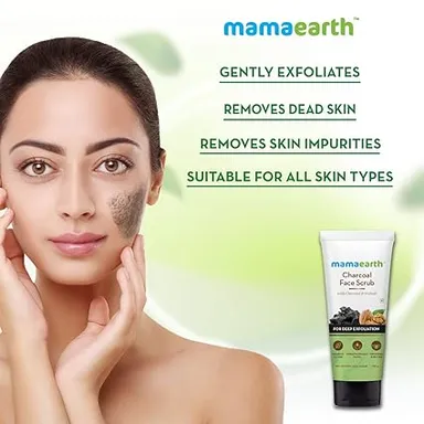 Mamaearth Charcoal Face Scrub |Natural Walnut & Charcoal | Deep Exfoliation | 100g thumbnail 1