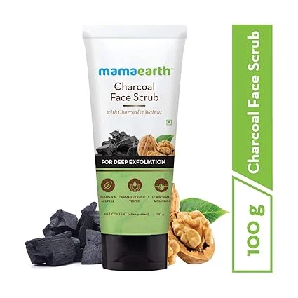 Mamaearth Charcoal Face Scrub |Natural Walnut & Charcoal | Deep Exfoliation | 100g image 1