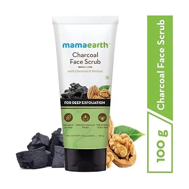 Mamaearth Charcoal Face Scrub |Natural Walnut & Charcoal | Deep Exfoliation | 100g