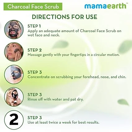 Mamaearth Charcoal Face Scrub |Natural Walnut & Charcoal | Deep Exfoliation | 100g image 4
