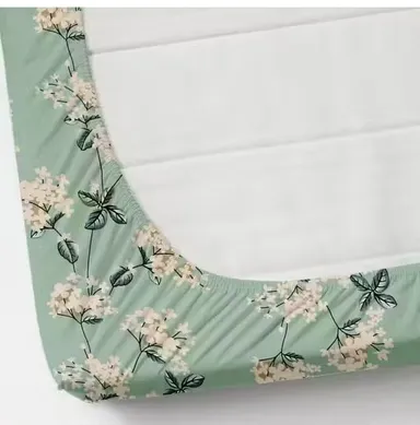 Trimly Floral Elastic Fitted Bedsheet | Elegant Green King Set with 2 Pillow Covers thumbnail 1