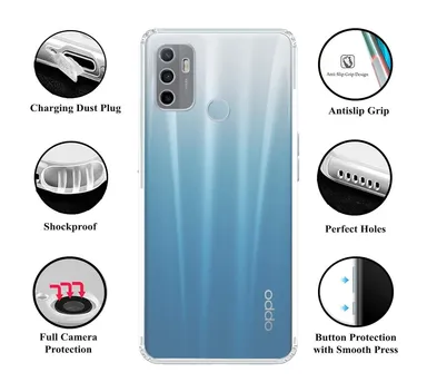 Transparent Scratch Resistant Soft Silicone Back Cover for Oppo A53 | Camera Protection and Slim Fit Design thumbnail 2