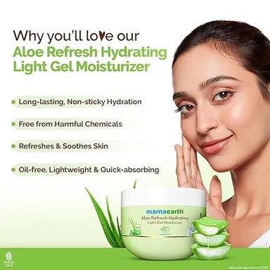 Mamaearth Aloe Vera Gel Moisturizer 200g | Hydrating | Non sticky & Quick absorbing | Lightweight | Oil-free | Soothes Skin thumbnail 1