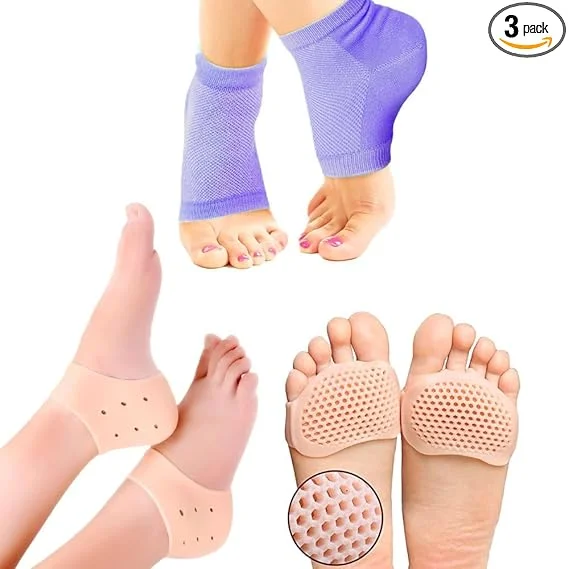 Stepify Silicone Heel Pad Pack of 3 for Heel Pain Relief | Washable Toe-Free Gel Heel Cups for Men & Women| Shock Absorbing Foot Cushion for Plantar Fasciitis| Cracked Heels & Daily Walking Comfort image 1