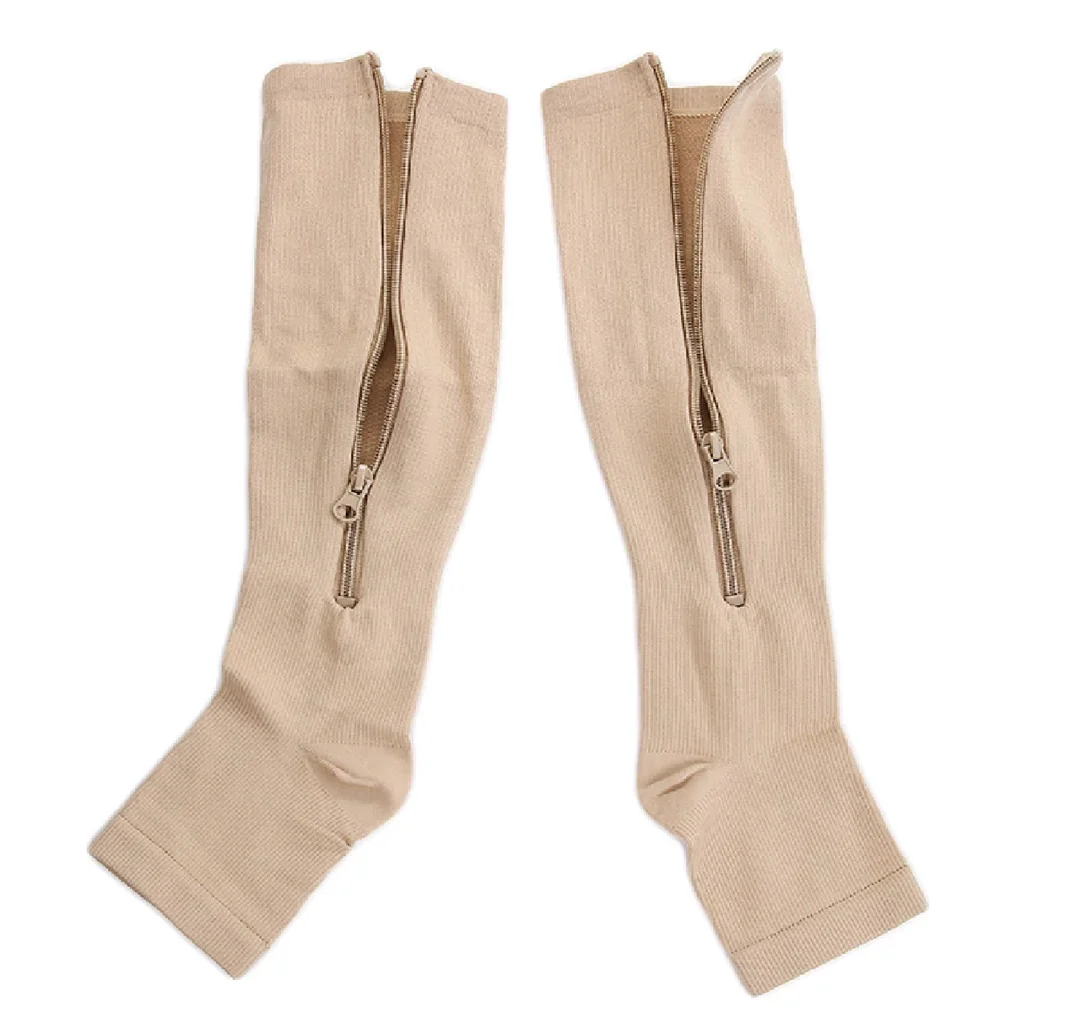 Premium Zip Compression Socks | 1 Pair Zipper Leg Support Knee Stockings | Open Toe Thin Anti-Fatigue Unisex Compression Socks image 7