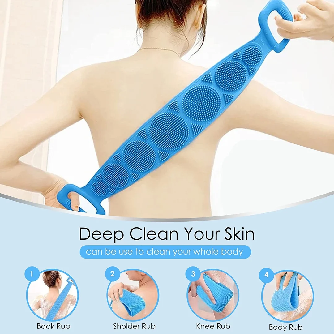 DJ FINDER Hygienic Silicone Back Scrubber Belt |Dual-Sided Exfoliating & Massage Brush image 3