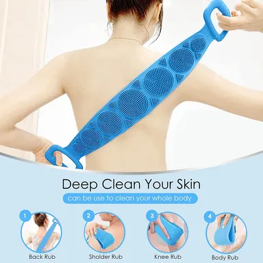 DJ FINDER Hygienic Silicone Back Scrubber Belt |Dual-Sided Exfoliating & Massage Brush thumbnail 2