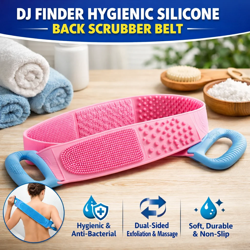 DJ FINDER Hygienic Silicone Back Scrubber Belt |Dual-Sided Exfoliating & Massage Brush image 1