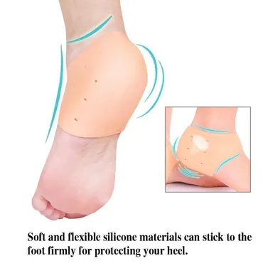 DJ FINDER Silicone Gel Heel Pad Socks For Heel Swelling Pain Relief| Dry Hard Cracked Heels Repair Cream Foot Care Ankle Support Cushion Combo | For Men And Women thumbnail 1