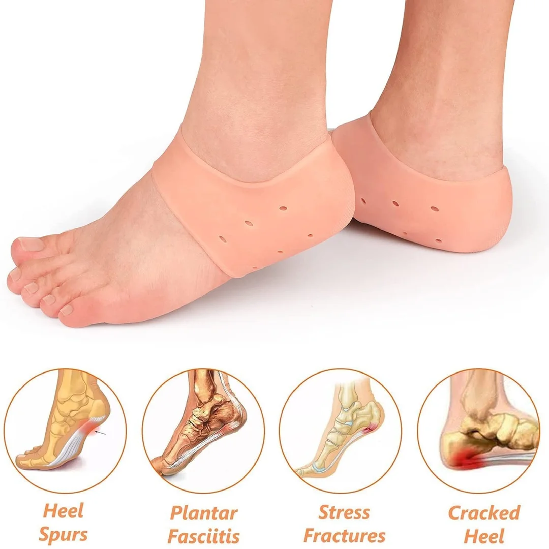 DJ FINDER Silicone Gel Heel Pad Socks For Heel Swelling Pain Relief| Dry Hard Cracked Heels Repair Cream Foot Care Ankle Support Cushion Combo | For Men And Women image 3