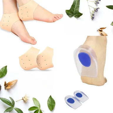 DJ FINDER Silicone Gel Heel Pad Socks For Heel Swelling Pain Relief| Dry Hard Cracked Heels Repair Cream Foot Care Ankle Support Cushion Combo | For Men And Women thumbnail 5