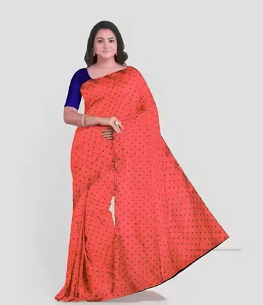Red Printed Silk Blend Saree | Elegant Traditional Saree | Comfortable Lightweight Fabric thumbnail 0