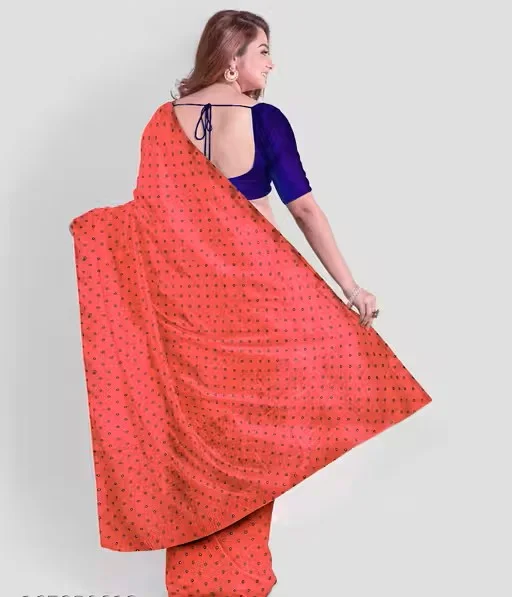 Red Printed Silk Blend Saree | Elegant Traditional Saree | Comfortable Lightweight Fabric image 2