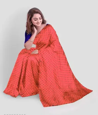 Red Printed Silk Blend Saree | Elegant Traditional Saree | Comfortable Lightweight Fabric thumbnail 2