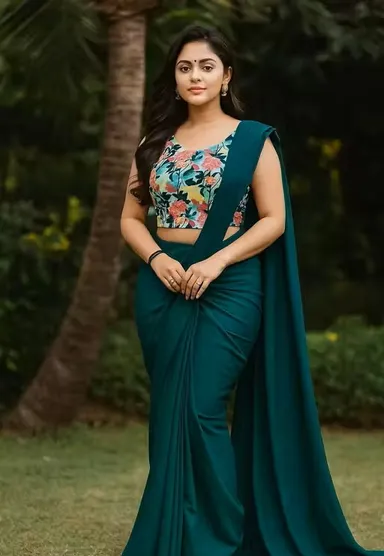 Fabulous Green Satin Silk Saree | Solid Elegant Satin Sarees | Women's Traditional Wear thumbnail 0