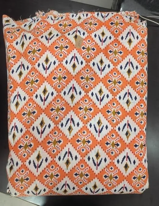 Premium Orange White Cotton Printed Fabric 2.5 Metre 44 Inch Width Soft Unstitched Dress Material for Girls and Women Kurtis Gowns Palazzo Tunics Tops Maxi Nighty image 3