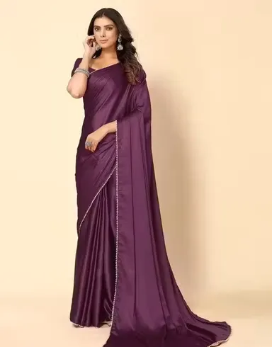 Premium Purple Saree | Embellished Fine Border | Elegant Party Wear | Festive Saree | Designer Saree thumbnail 0
