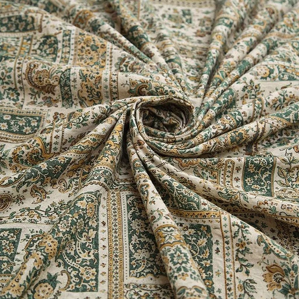 Beige Cotton Printed FabricWide Unstitched Material for Kurtis Gowns Palazo Tunics Premium Dressmaking Fabric for Women Summer Comfort Sewing Craft image 1