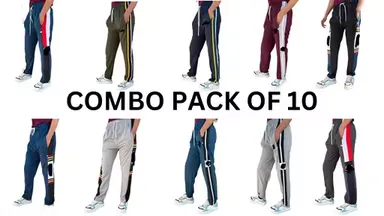 Men NS Lycra Track Pants | Zipper Pocket | Gym Running Sports | Pack of 10 | Size 30 thumbnail 0
