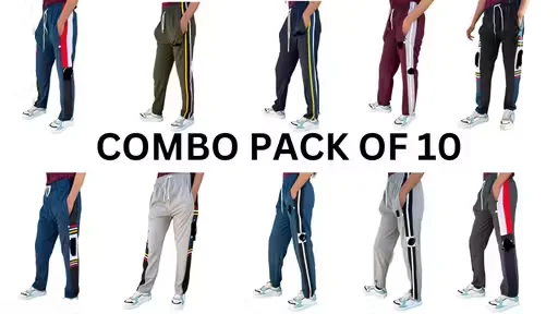 Men NS Lycra Track Pants | Zipper Pocket | Gym Running Sports | Pack of 10 | Size 34 image 1