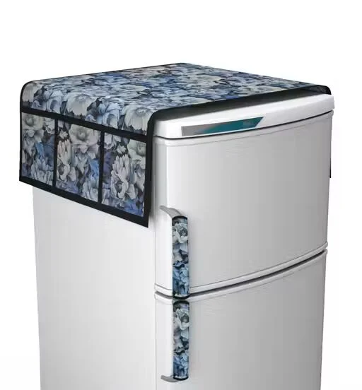 Fridge Top Cover | PVC Handle Combo Floral 6-Pocket Durable image 1