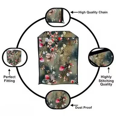 Trimly Floral Printed Washing Machine Cover | Fully Automatic |  PVC | Easy Clean & Durable thumbnail 2