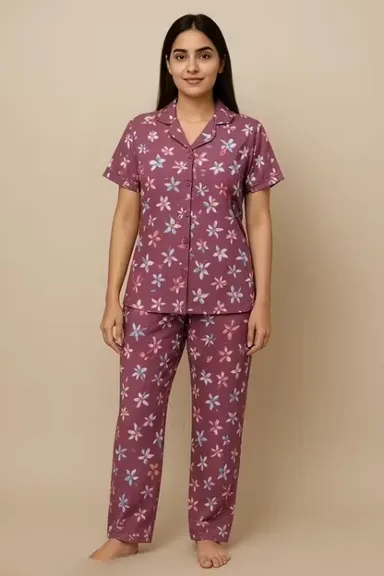 Women Cotton Blend Printed Nightsuit Set | Pack of 3 | Summer Sleepwear & Loungewear | M Size thumbnail 3