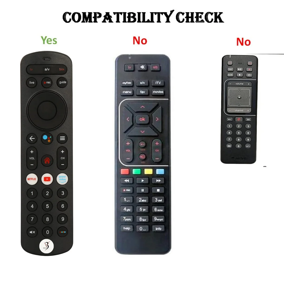 V3Deals Remote Control Compatible for Airtel Xstream Set Top Box HD & SD with Non Voice Function (Please Match Old Remote Before Order) with Netflix YouTube and Prime Video hotkeys (Airtel Xstream) image 2