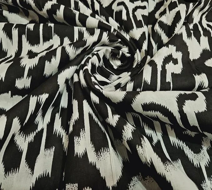 Premium Black Cotton Printed Unstitched Fabric 2.5 Metre 44 Inch Width Soft Dress Material for Women & Girls Kurtis Suits Gowns Palazzo Maxi Tunics Tops image 1