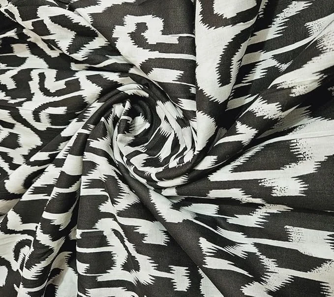 Premium Black Cotton Printed Unstitched Fabric 2.5 Metre 44 Inch Width Soft Dress Material for Women & Girls Kurtis Suits Gowns Palazzo Maxi Tunics Tops image 3