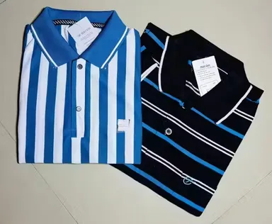 Men Cotton Blend Collar T-Shirt Combo Pack | Striped Half Sleeve | Casual Summer Wear | L Size thumbnail 0