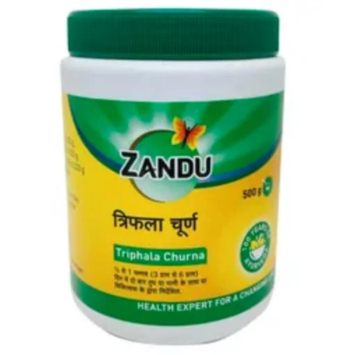 Zandu Triphala Churna | Ayurvedic Digestive Powder | Herbal Constipation Relief 500gm | Detox and Weight Management image 1