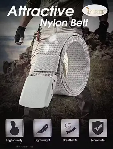 Adjustable Nylon Belt with Non-Metal Buckle | Lightweight & Durable Travel Belt thumbnail 3