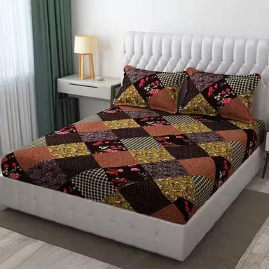 Trimly Multicolor Floral & Geometric Cotton Bedsheet Set | King Size Premium Comfort