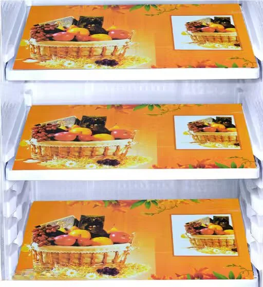 Fridge Decor Set | 1 Fridge Top Cover|3 Anti-Slip Shelf Mats | Stylish Kitchen Protection image 2