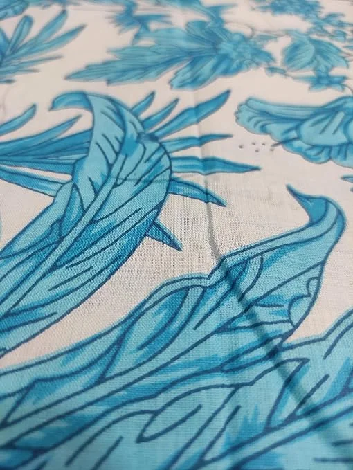 Jaipuri Cotton Dress Material | Floral Hand Block Printed Fabric 2.5 Meter | Women Kurti Material, Natural Paisley Cloth Running Fabric, Sky Blue 44 Inches Width image 2