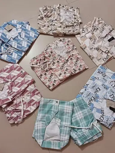Men Cotton Half Sleeve Cordset | Printed Blazer & Trouser Set | Summer Casual | XL Size thumbnail 1