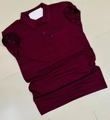 Men Cotton Collar T-Shirt with Pocket | Maroon | Short Sleeve Casual Wear | Soft Cotton Blend Polo | M Size thumbnail 0