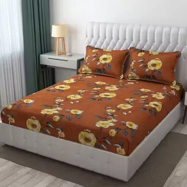 Trimly Elastic Fitted Bedsheet with 2 Pillow Covers | Soft & Wrinkle-Free