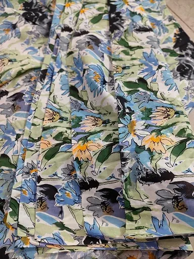 Premium White Cotton Printed Dress Material Fabric  for Women Kurtis Salwar Suits Skirts Shirts Breathable Tailoring Ethnic Wear  thumbnail 1