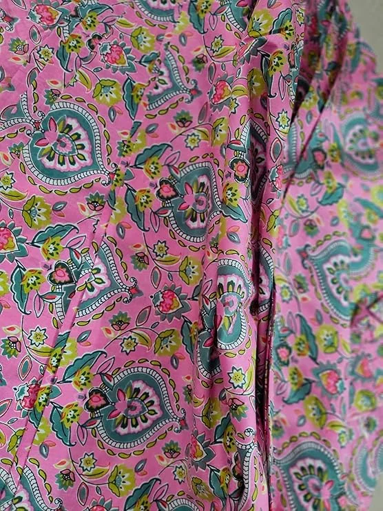 Pink Cotton Dress Material 5 Meter Precut Fabric 44 Inch Width Soft Breathable Kurti Salwar Skirt Sewing Cloth for Women  image 1