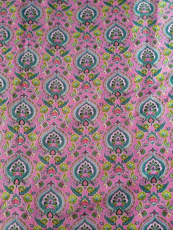 Pink Cotton Dress Material 5 Meter Precut Fabric 44 Inch Width Soft Breathable Kurti Salwar Skirt Sewing Cloth for Women  image 2