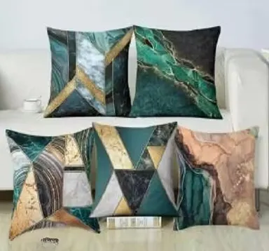Digital Art Cushion Covers Set | Premium 16x16 Polyester Square Pillow Covers (Pack of 5)