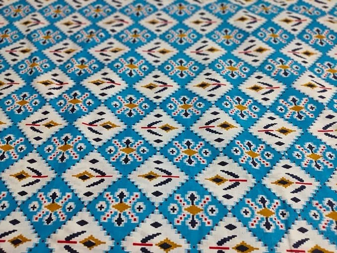 Premium Jaipuri Hand Block Cotton Dress Material 2.5 Meter Blue 44 Inch Width 100% Natural Breathable Fabric for Women Kurtis image 3
