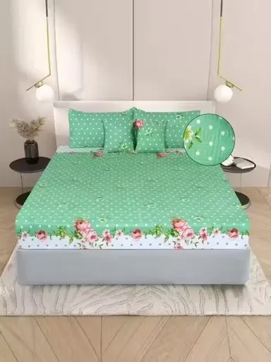 5 Pc Double Bedsheet Set | Soft and Durable Glace Cotton Fabric | Adult Bedroom